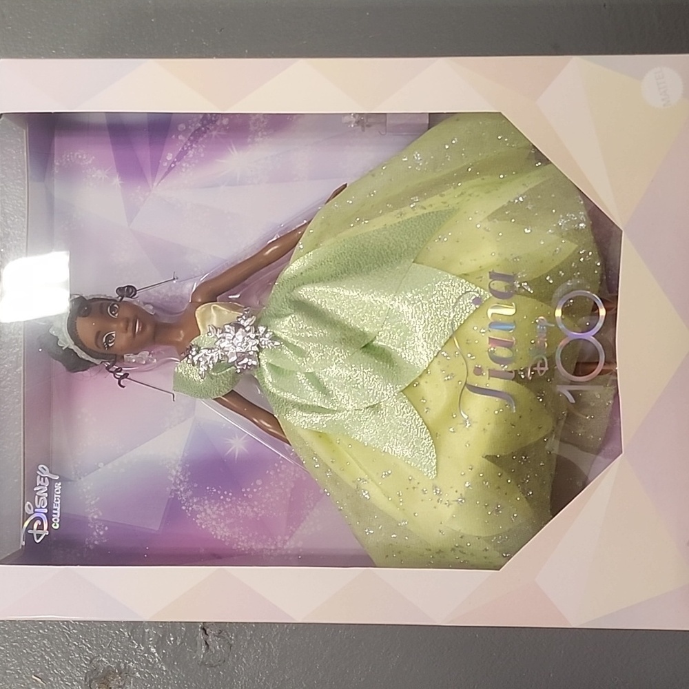 NRFB Mattel, Disney Green/Silver Collector 100 Years of Wonder Tiana Doll, NIB - Picture 2 of 16